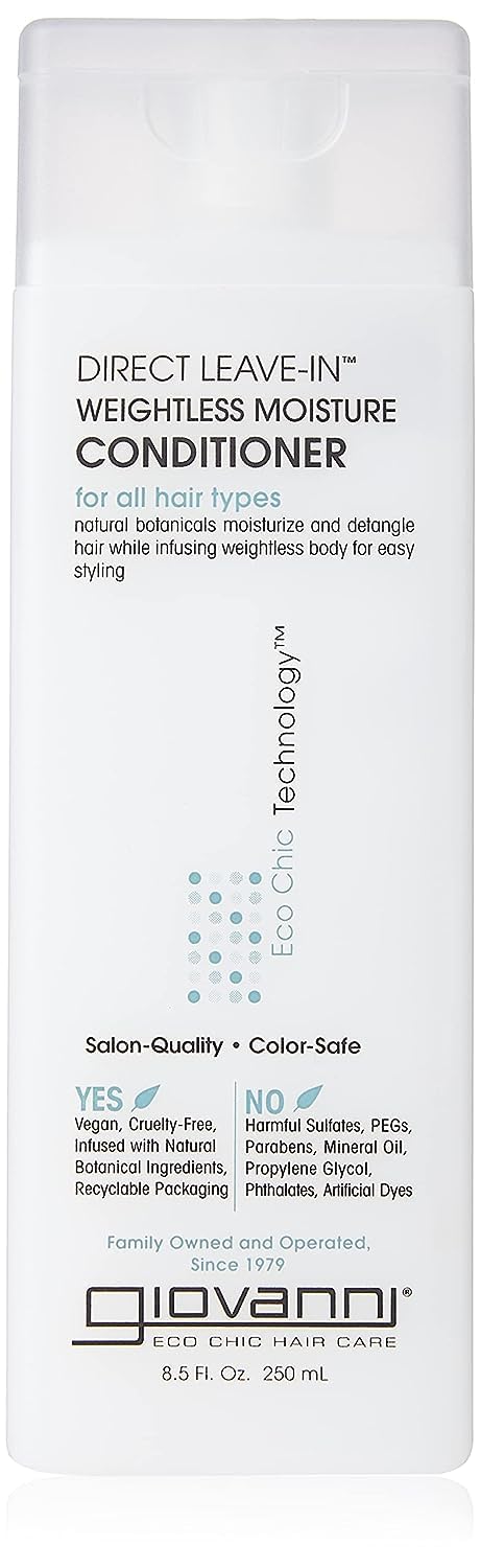 GIOVANNI Direct Leave-In Weightless bottle—delivers light moisture for soft, defined curls.
