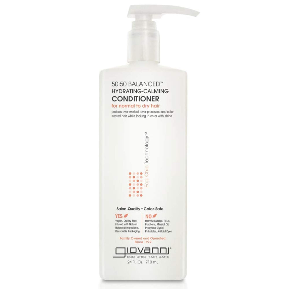 GIOVANNI 50:50 conditioner bottle displaying balanced hydration for daily use.