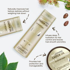 GIOVANNI smoothing castor oil shampoo ingredients visual with nourishing oils