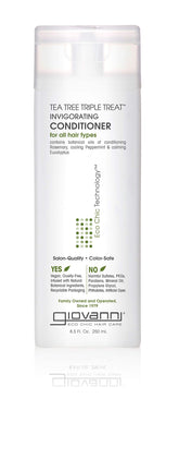 GIOVANNI Tea Tree Triple Treat conditioner bottle with mint cooling for refreshing scalp care.