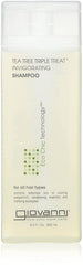 Giovanni Tea Tree Triple Treat shampoo bottle shows refreshing scalp care for daily refreshment.
