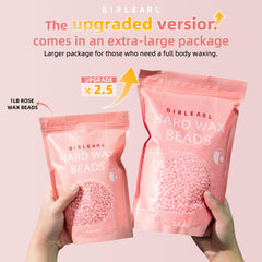 GIRLEARLE Brazilian wax beads application shows precise grip on hair with gentle touch.