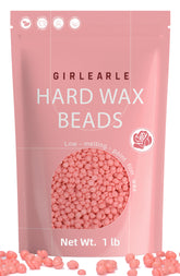GIRLEARLE hard wax beads packaging highlights rose formula for gentle at-home waxing.