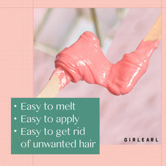 GIRLEARLE rose oil formula wax beads suggest skin nourishment and smooth results.
