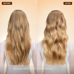 Gisou conditioner detangles and glides through hair with reduced breakage potential.