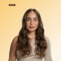 Gisou plant-based keratin on hair provides added strength and elasticity.