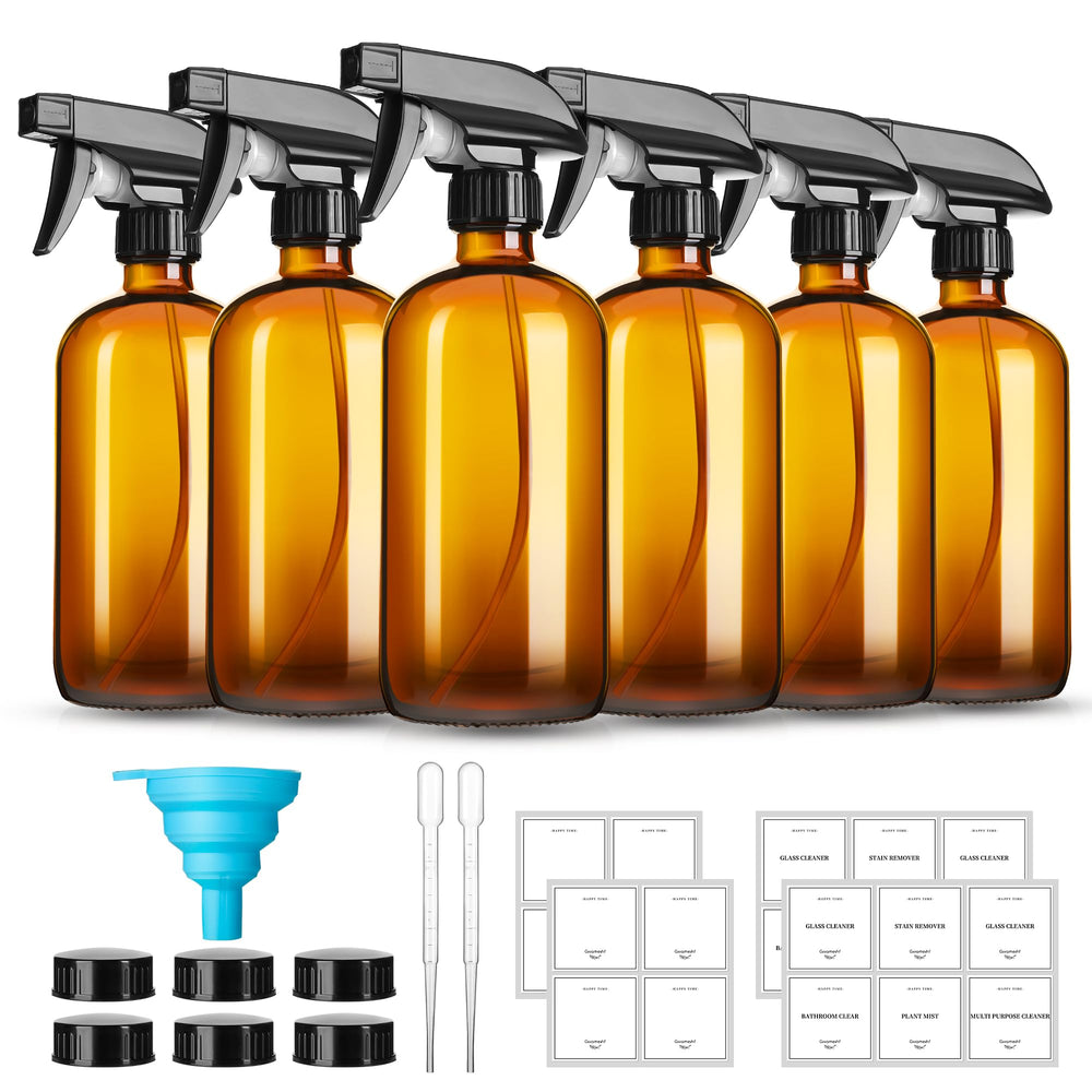 GIVAMEIHF 16oz amber glass spray bottles protect light-sensitive liquids with refillable design