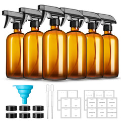 GIVAMEIHF 16oz amber glass spray bottles protect light-sensitive liquids with refillable design