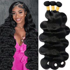 GIVEAMBW 18-inch body wave bundles close-up showing natural softness for easy blending