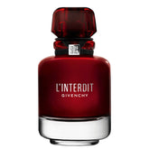 Givenchy L’Interdit Rouge bottle-front showcases bold red design for fearless femininity.
