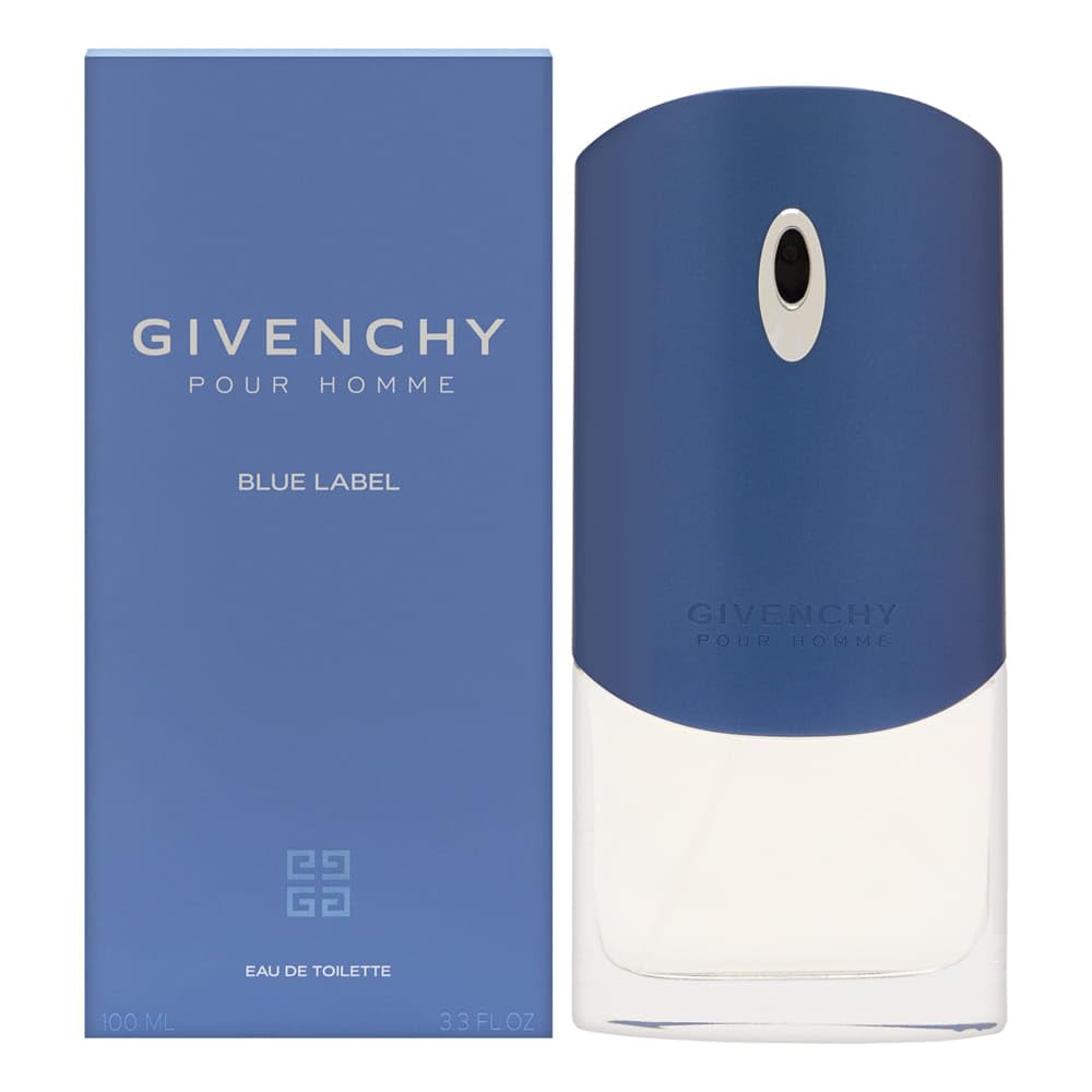 Givenchy Pour Homme Blue Label bottle front view shows a fresh citrus-woody scent.