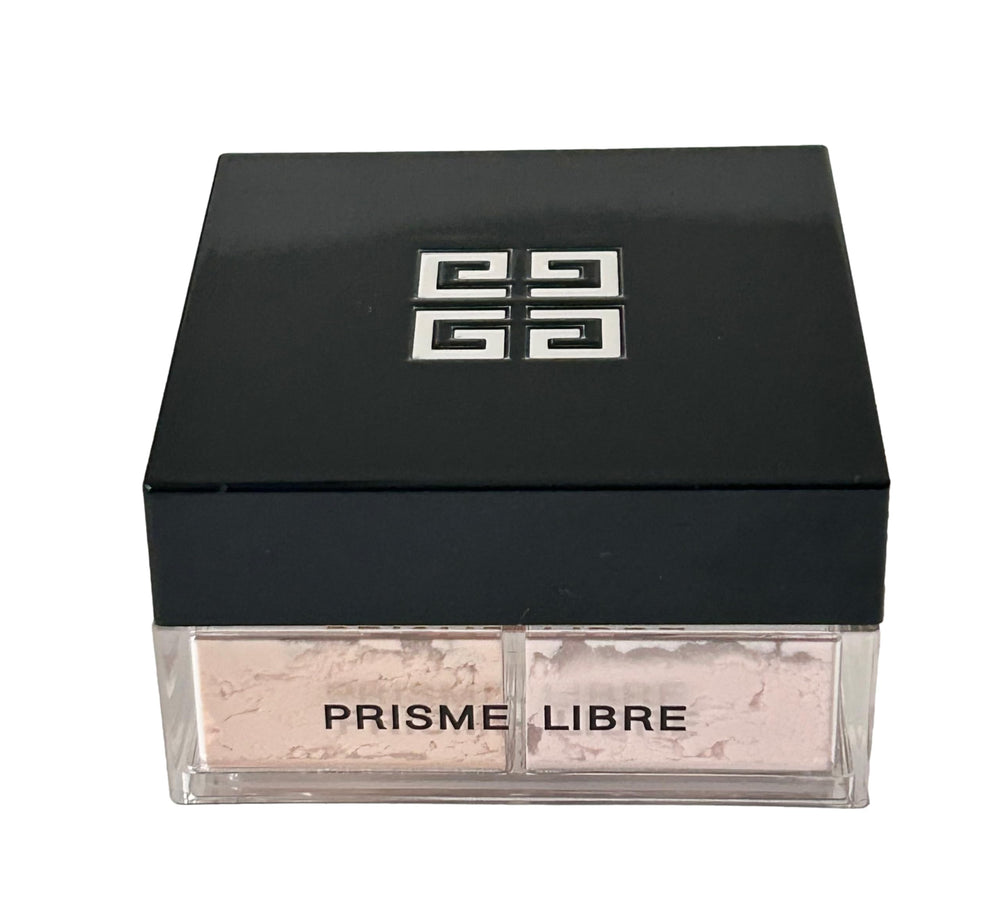 Givenchy Prisme Libre Voile Rose loose powder jar closeup highlighting matte finish and oil control