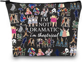 GJTIM I'm Not Dramatic makeup bag front view shows portable canvas design for daily use
