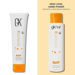 GK Hair keratin treatment jar emphasizing deep conditioning formula for dry hair.