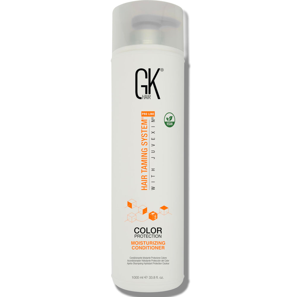 GK HAIR Moisturizing Conditioner bottle highlighting deep hydration for color-treated, frizz-prone hair