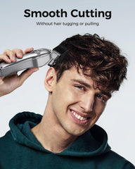 GLAKER 440c blades close-up emphasizing durability for coarse hair.