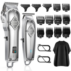 GLAKER hair clippers cordless kit silver for pro-grade home grooming.