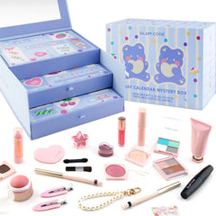 Glam Code 24 Day Advent Calendar blue box front view for daily beauty surprises.