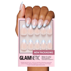 Glamnetic Blueberry Icing glazed baby blue nails with a durable glaze finish.