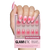 Glamnetic Blushing Aura nails with a glossy finish and almond shape for quick glam.