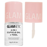 Glamnetic cuticle oil bottle close-up for overnight nail care