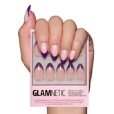 Glamnetic Plum nails glossy almond close-up for chic daytime or evening glam.