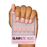 Glamnetic press-on nails with French Peach tips offer a chic minimalist look and durability.