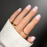 Glamnetic Soft Girl milky pink nails close-up with glossy salon-like finish