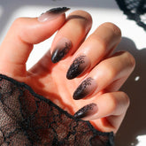 Glamnetic Til Death ombre lace nails in almond shape for a bold Halloween look
