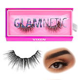 Glamnetic Vixen lashes full view showing dramatic, reusable wispy look