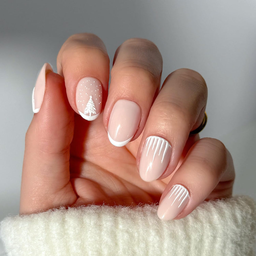 Glamnetic Winter's Tale nails collection at a glance, glossy finish for festive styling and easy wear.