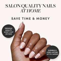 Glamnetic Winter's Tale nails oval-shaped with a glossy finish for durable everyday wear.