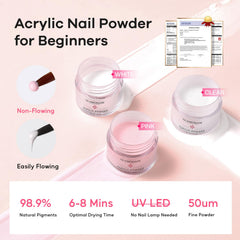 Glamonade non-flowing acrylic powder—easy bead control for beginner-friendly shaping.