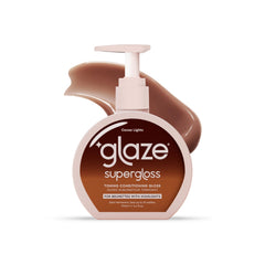 Glaze Super Gloss Cocoa Lights bottle adds rich color boost for medium brown hair.