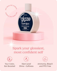 glaze supergloss ebony swatch reveals blue-black shade for natural hair color refresh.