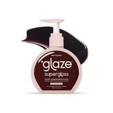 Glaze Supergloss espresso bottle highlights semi-permanent color for natural brunette shine.