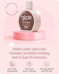 Glaze Supergloss smooth-shine closeup highlights glossy finish and healthy-looking strands.