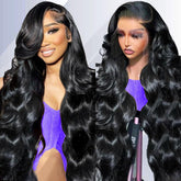 Gleeper 32-inch body wave lace front wig closeup showing natural texture and shine.