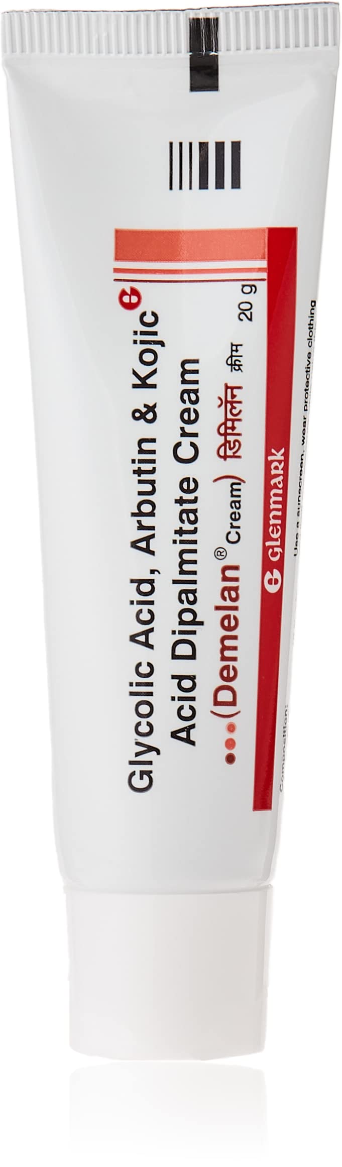 Glenmark Demelan Cream 20g jar shown for convenient pigment care and moisturization.