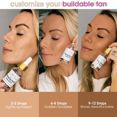 GLEOW face-tanning-drops bottle closeup highlights clear, fragrance-friendly self-tan experience.