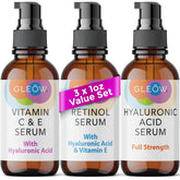 GLEOW retinol serum face bottle helps smooth fine lines and even texture nightly.