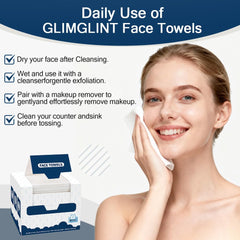 GLIMGLINT Face Towels disposable wipes offer convenient, lint-free cleansing for sensitive skin.