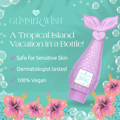 Recycled plastic packaging highlight for Glimmer Wish bottle