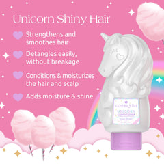 Glimmer Wish Unicorn Kids Conditioner creates creamy lather for detangling