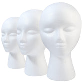GliSun 3pcs foam wig head pack for durable wig display and easy organization.