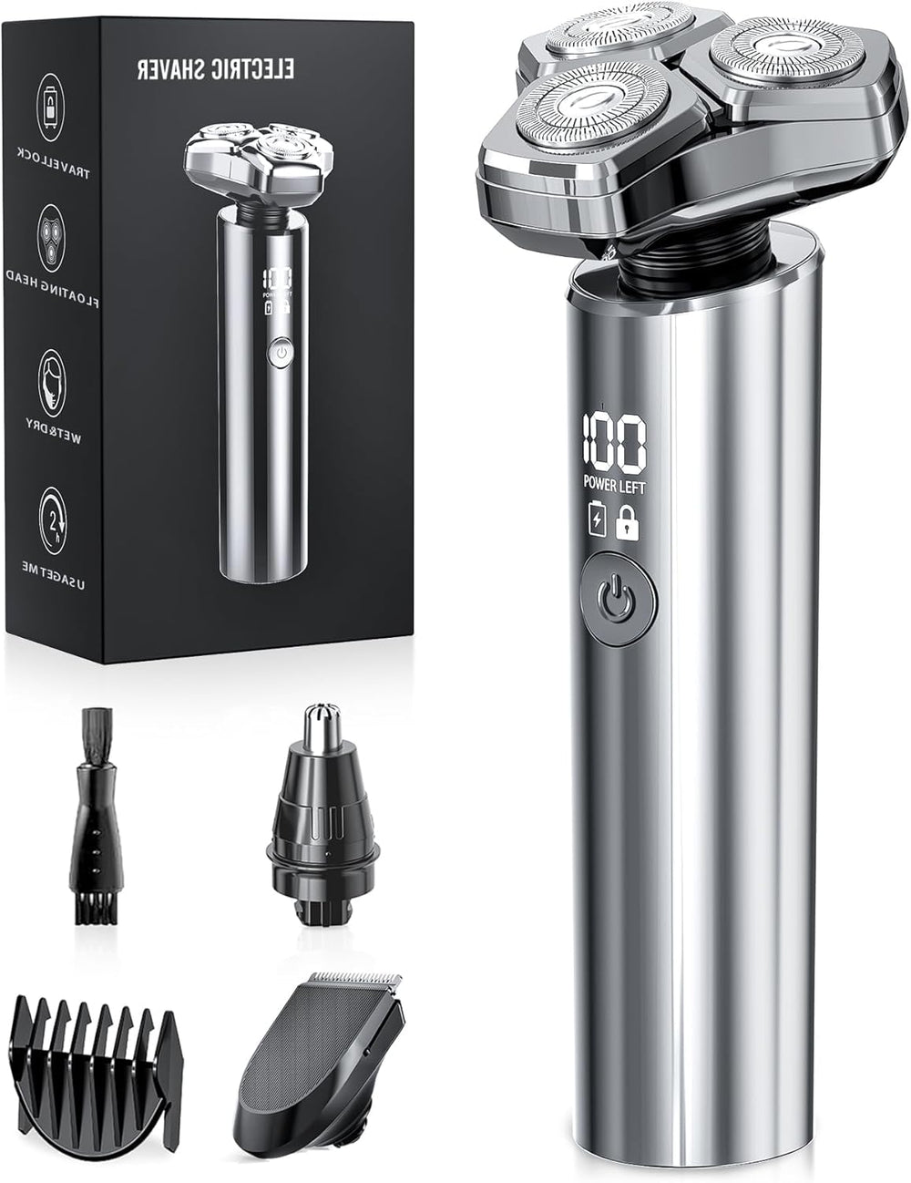 GLLAVA electric razor front view in metallic gray for everyday precise shaving