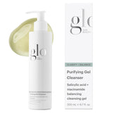 Glo Skin Beauty Purifying Gel Cleanser bottle close-up showing pore-clearing, refreshing cleanse