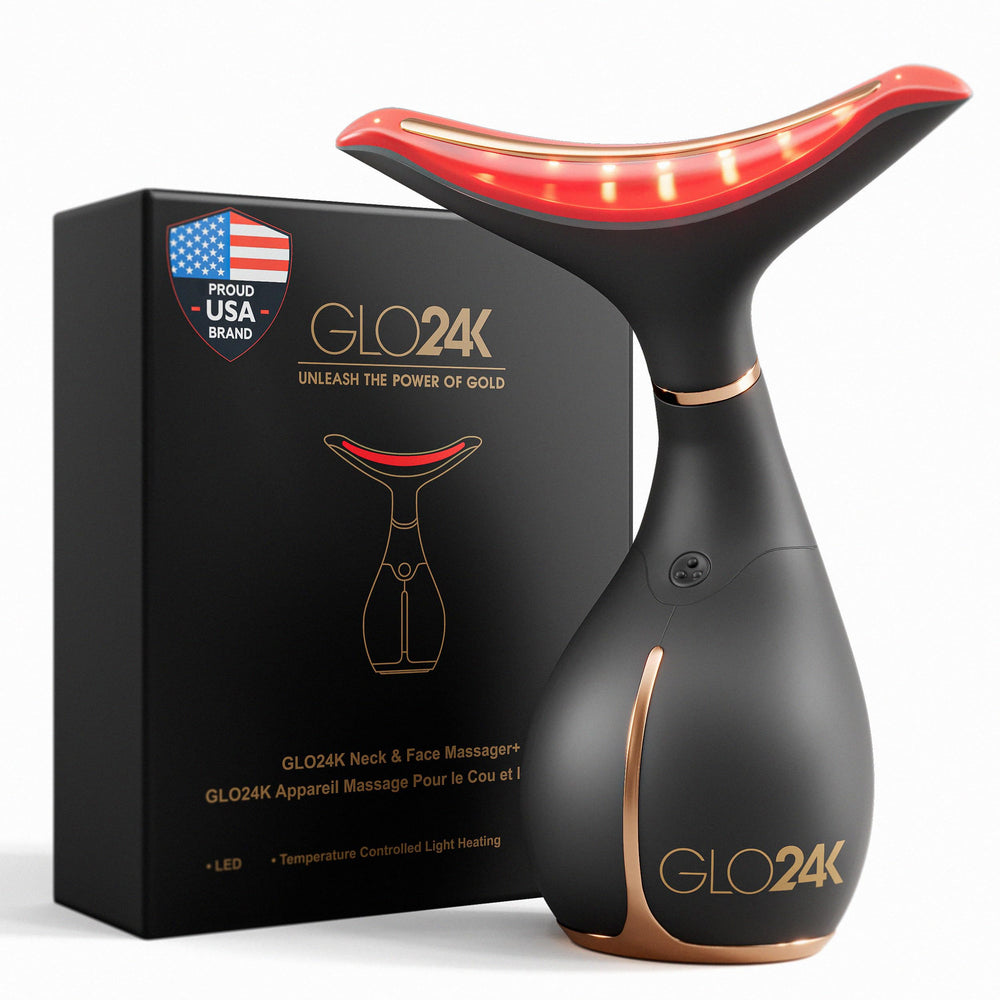 GLO24K red-light face-neck device front view for at-home skin care.
