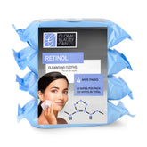 Global Beauty Care Retinol Cleansing Wipes front-pack for daily cleansing and makeup removal.