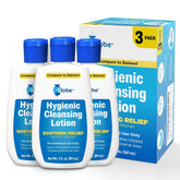 Globe Hygienic Cleansing Lotion bottle pour demonstrates easy, waterless cleansing on the go